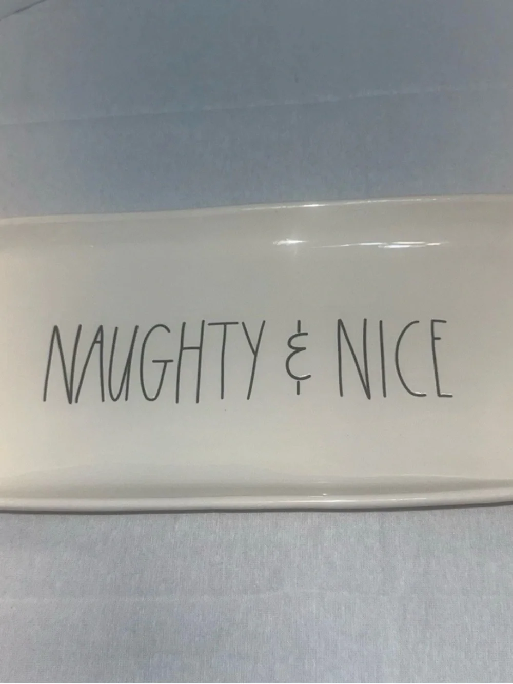 Rae Dunn Naughty & Nice Decorative Ceramic Tray - White